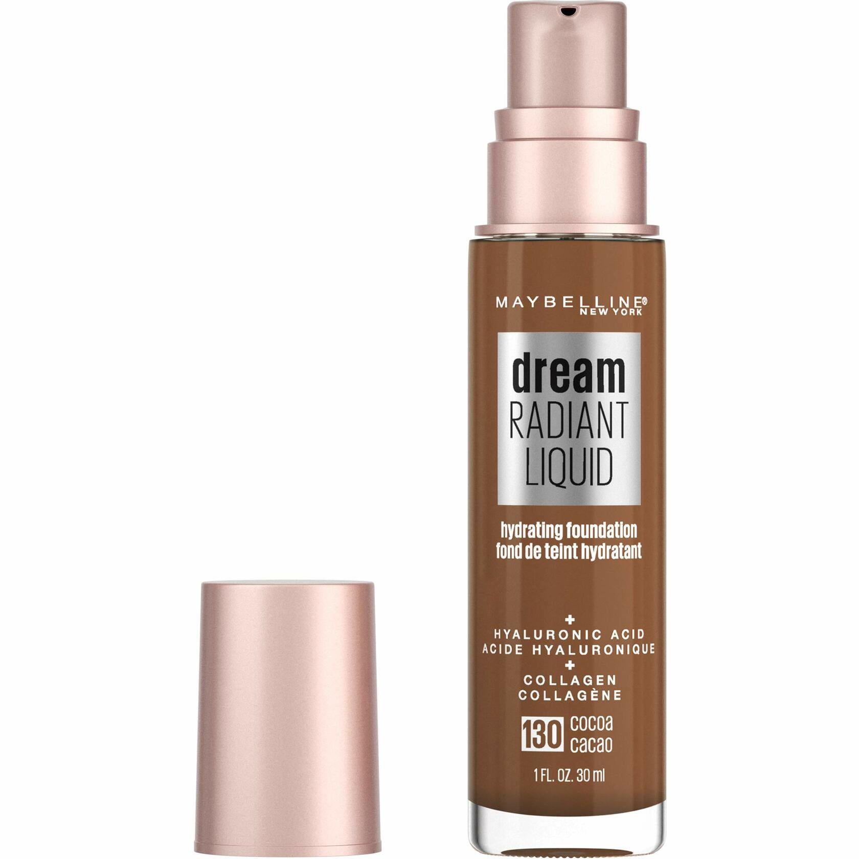 Maybelline Dream Radiant Liquid Medium Coverage Hydrating Makeup, Lightweight Liquid Foundation, Cocoa, 12 Count