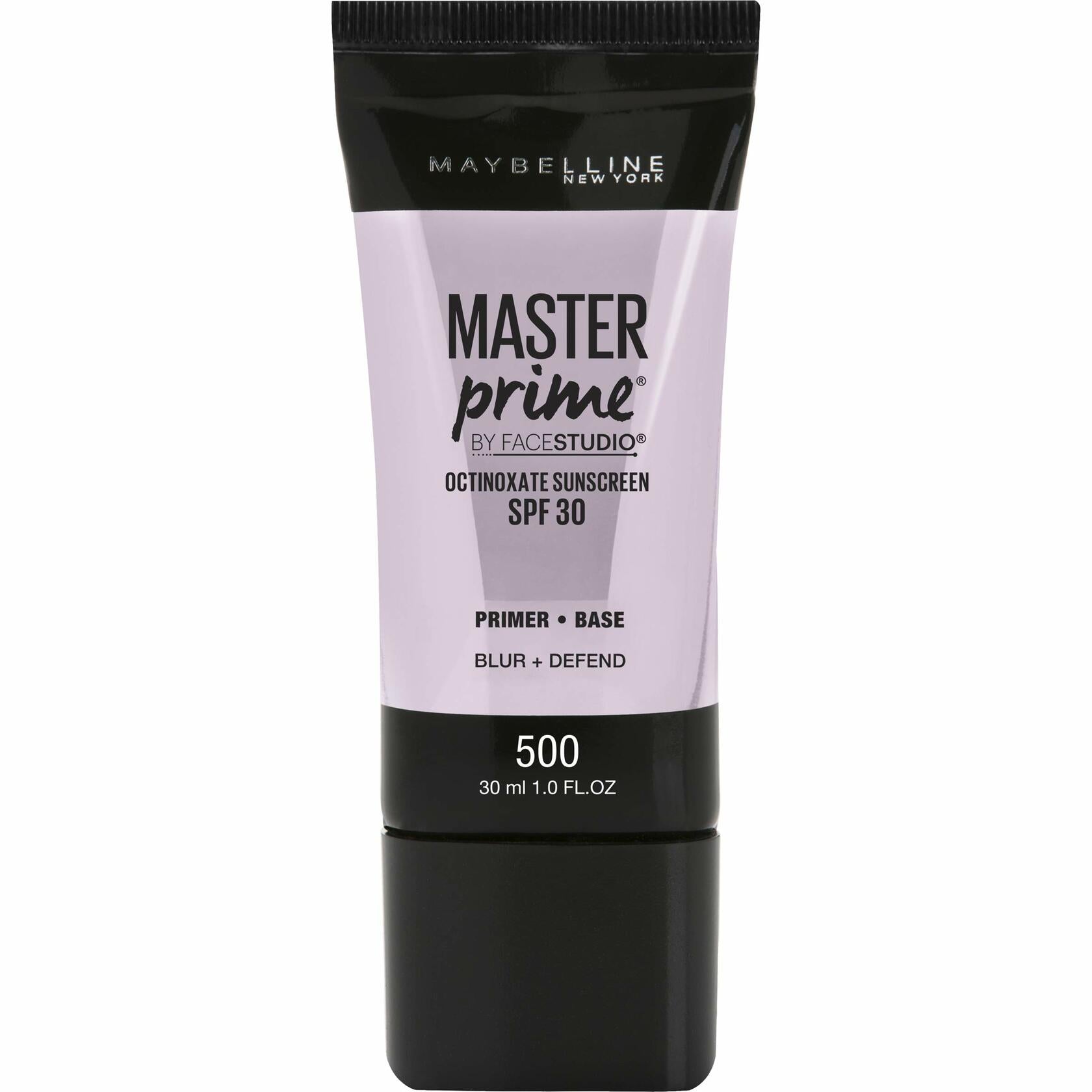 Maybelline New York Facestudio Master Prime Primer Makeup, Blur+ Defend, 1 fl. oz, 12 count
