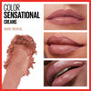 Maybelline Color Sensational Lipstick, Lip Makeup, Cream Finish, Hydrating Lipstick, Nude, Pink, Red, Plum Lip Color, Bare Reveal, 0.15 oz; 12 count