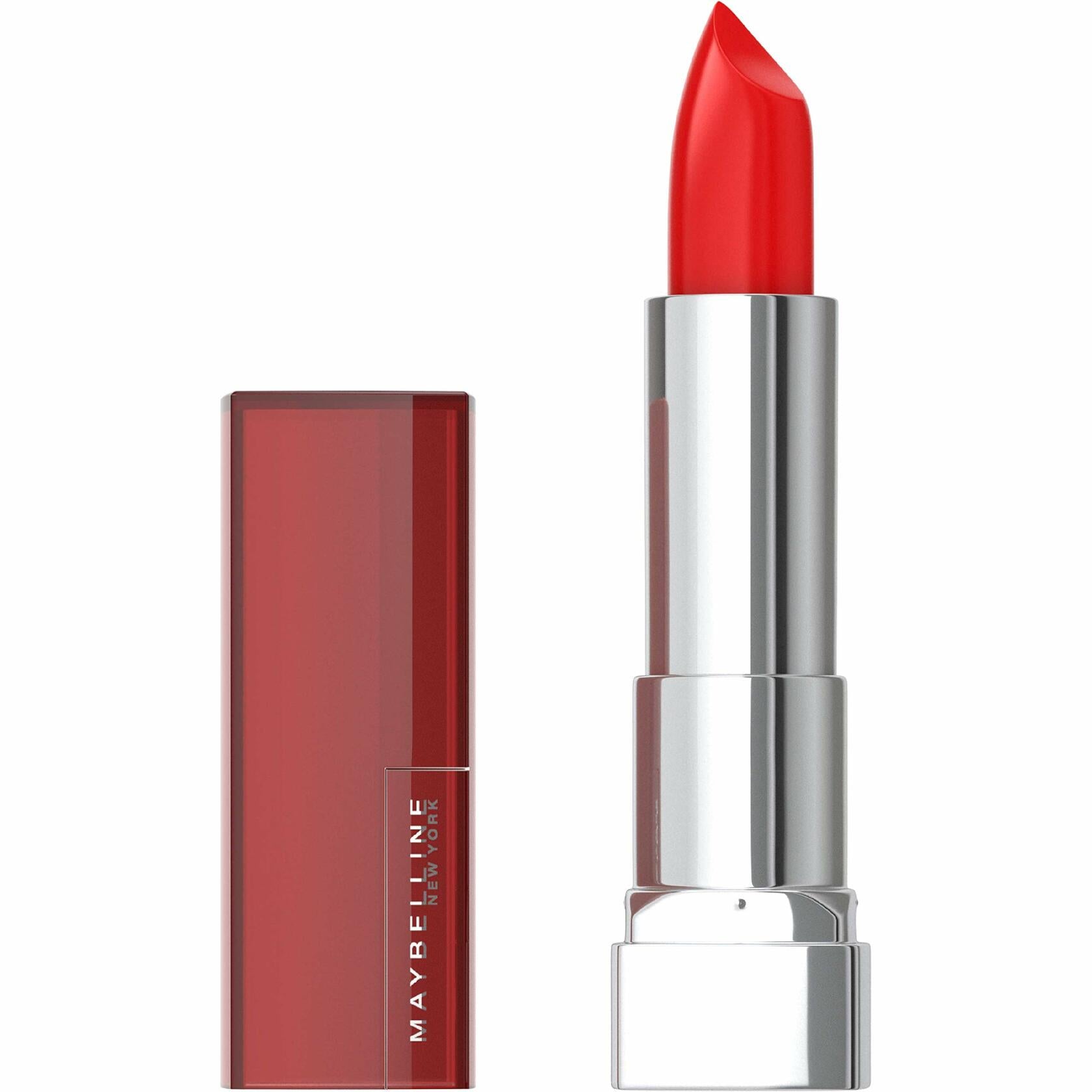 Maybelline Color Sensational Lipstick, Lip Makeup, Cream Finish, Hydrating Lipstick, Nude, Pink, Red, Plum Lip Color, On Fire Red, 0.15 oz; 12 count