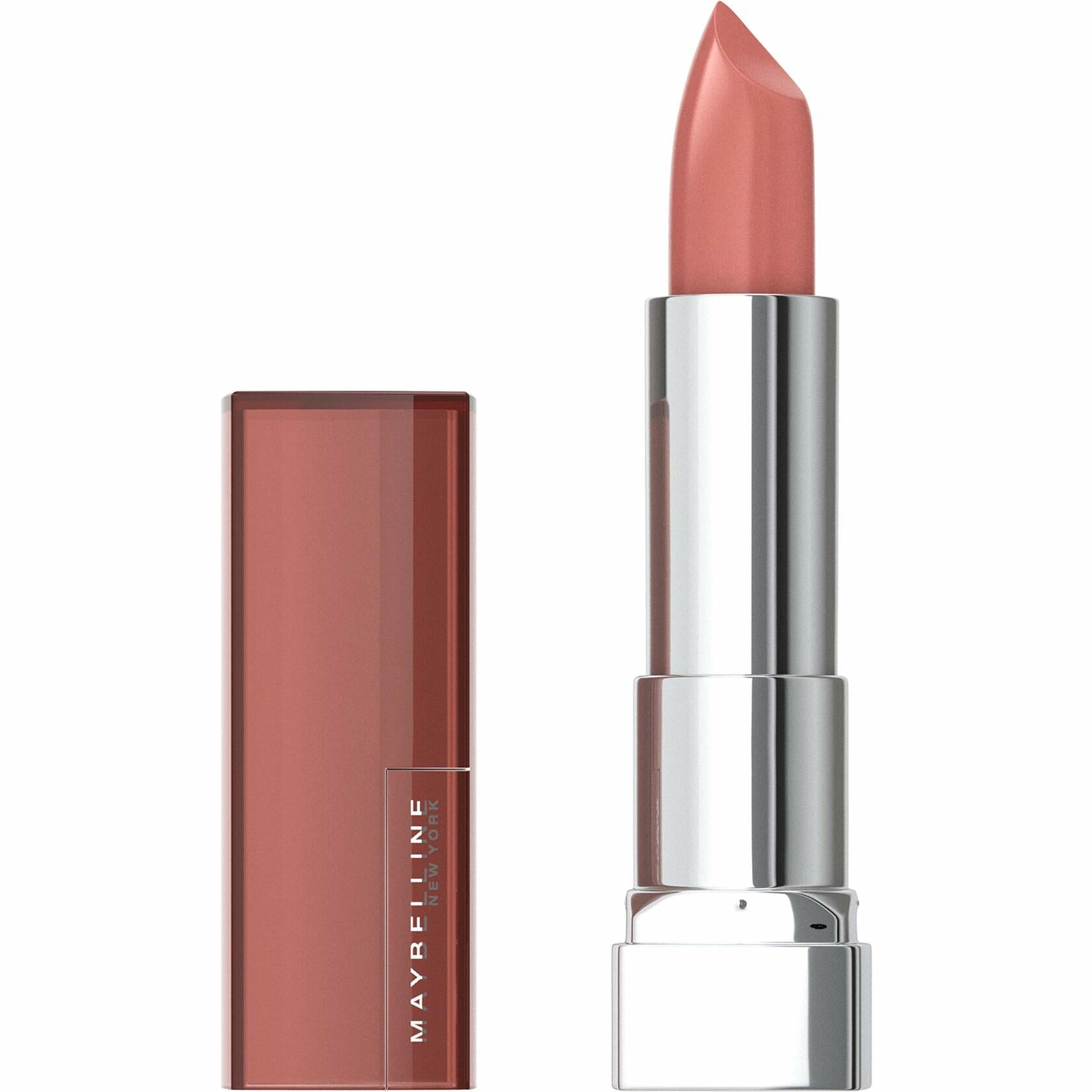 Maybelline Color Sensational Lipstick, Lip Makeup, Cream Finish, Hydrating Lipstick, Nude, Pink, Red, Plum Lip Color, Bare Reveal, 0.15 oz; 12 count