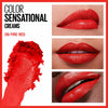 Maybelline Color Sensational Lipstick, Lip Makeup, Cream Finish, Hydrating Lipstick, Nude, Pink, Red, Plum Lip Color, On Fire Red, 0.15 oz; 12 count