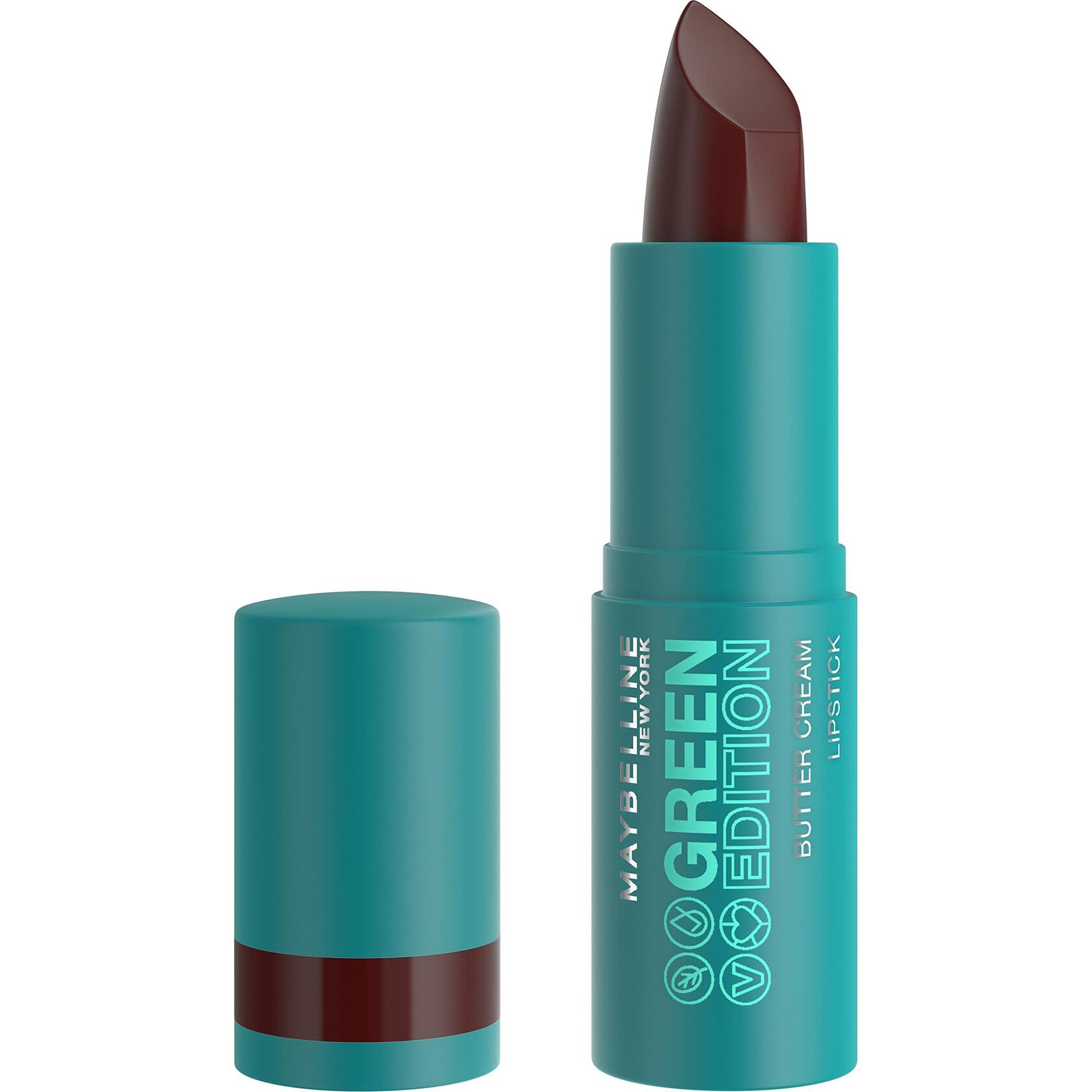 Maybelline Green Edition Butter Cream High-Pigment Bullet Lipstick, Forest, Plum Brown, 0.12 oz, 12 count
