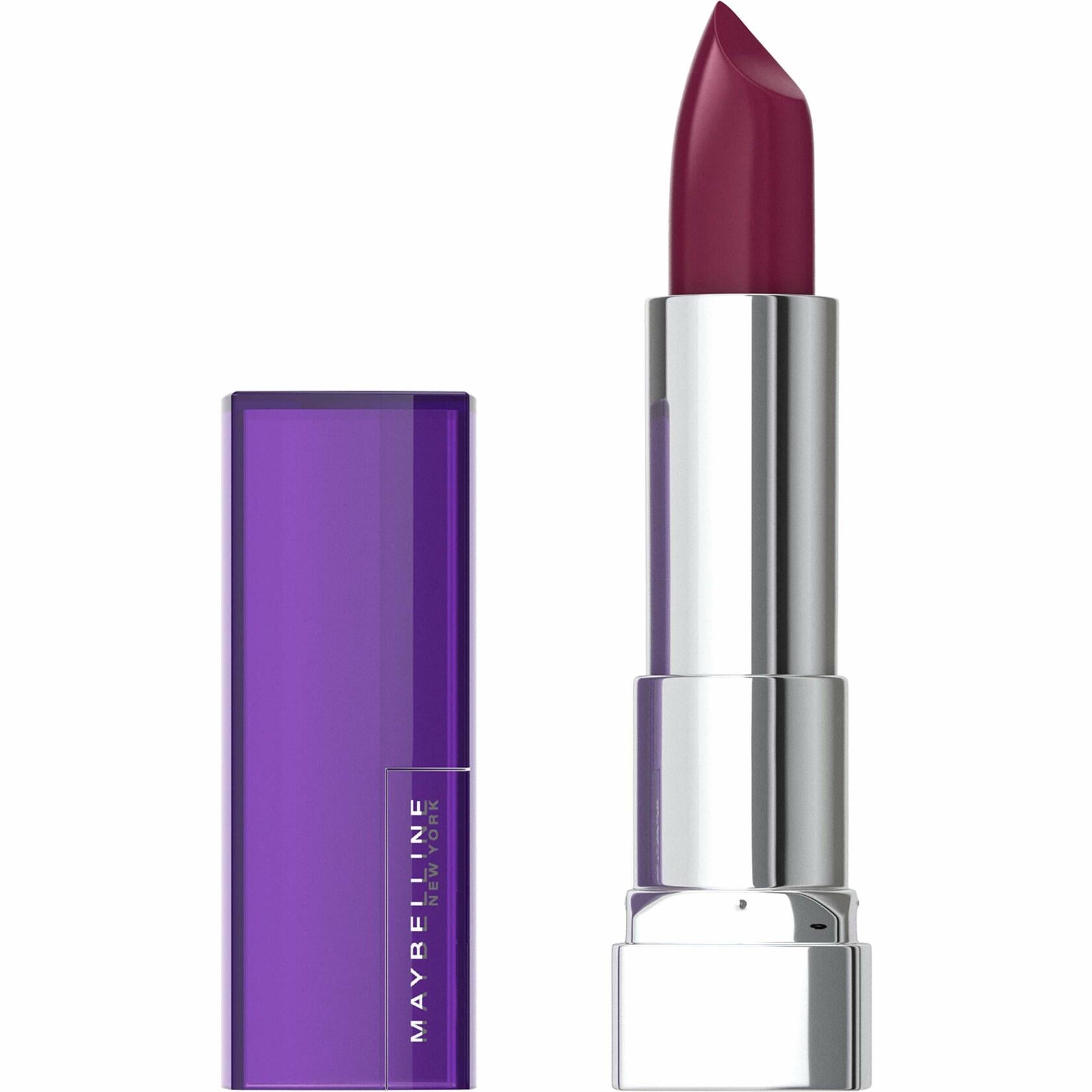 Maybelline Color Sensational Lipstick, Lip Makeup, Cream Finish, Hydrating Lipstick, Nude, Pink, Red, Plum Lip Color, Berry Go, 0.15 oz; 12 count
