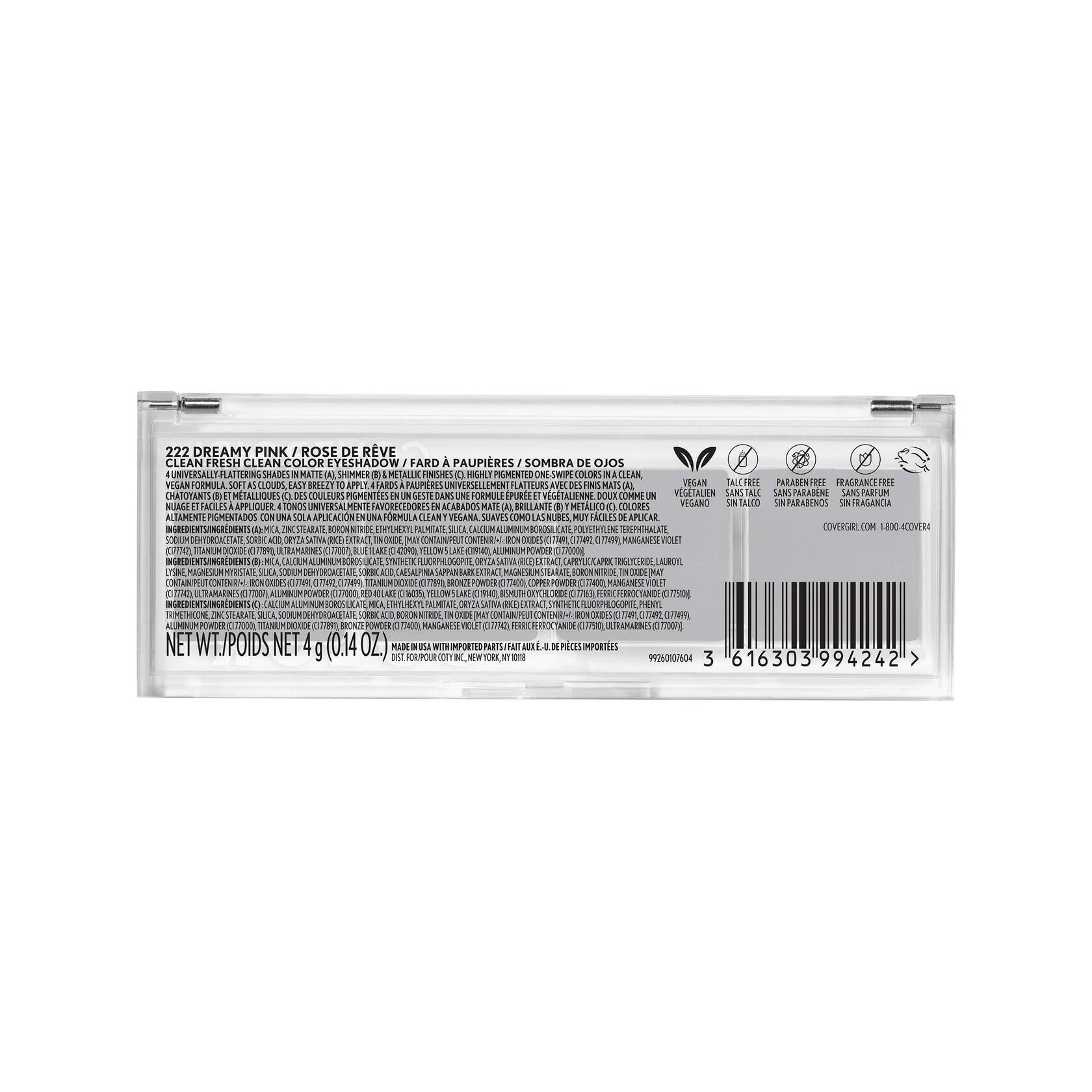 COVERGIRL Clean Fresh Color Clean Eyeshadow Dreamy Pink, 12 count