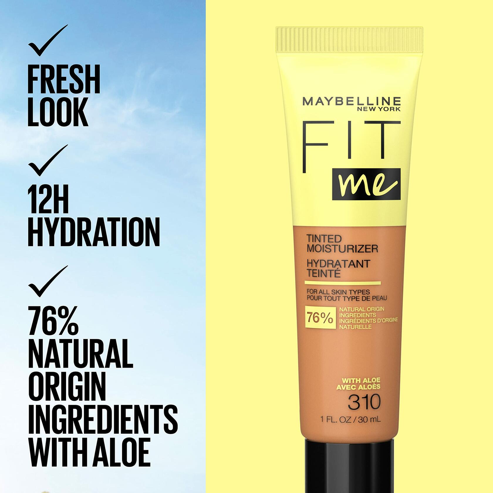 Maybelline Fit Me Tinted Moisturizer, Natural Coverage, Face Makeup, 220, 12 Count