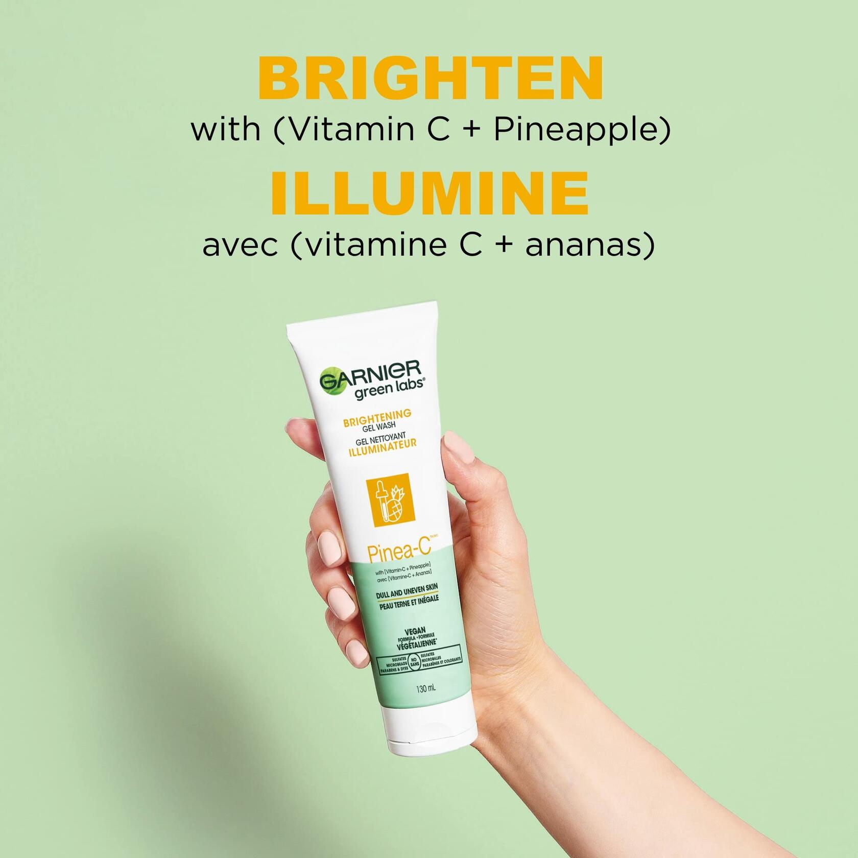 Garnier SkinActive Green Labs Brightening Gel Washable Cleanser with Vitamin C, Pinea-C, Pineapple, 13.2 Fl Oz, 12 count