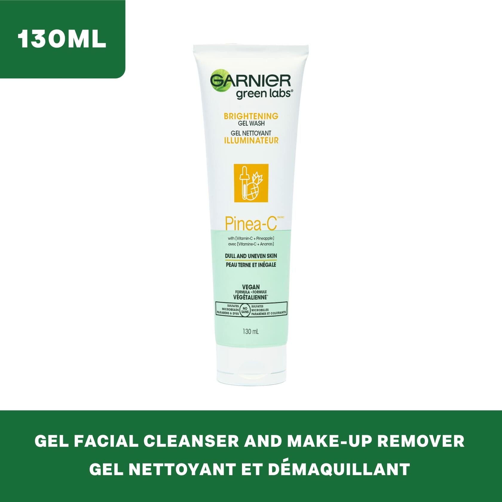 Garnier SkinActive Green Labs Brightening Gel Washable Cleanser with Vitamin C, Pinea-C, Pineapple, 13.2 Fl Oz, 12 count