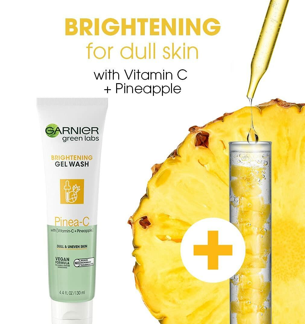 Garnier SkinActive Green Labs Brightening Gel Washable Cleanser with Vitamin C, Pinea-C, Pineapple, 13.2 Fl Oz, 12 count