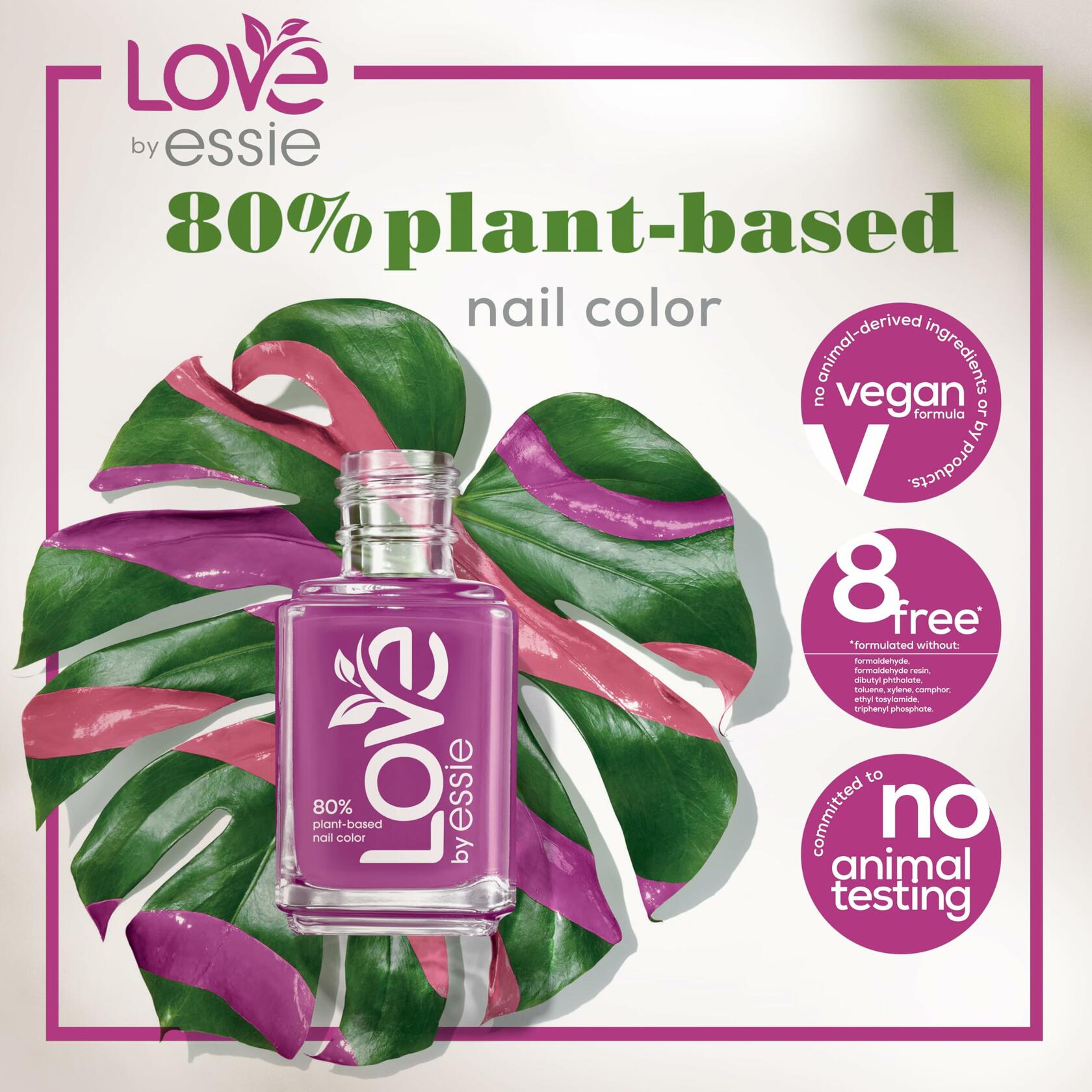 LOVE by essie Nail Polish, 80% Plant-based, Salon-Quality, Vegan, Green, Good Impressions, 0.46 Fl Oz, 12 count