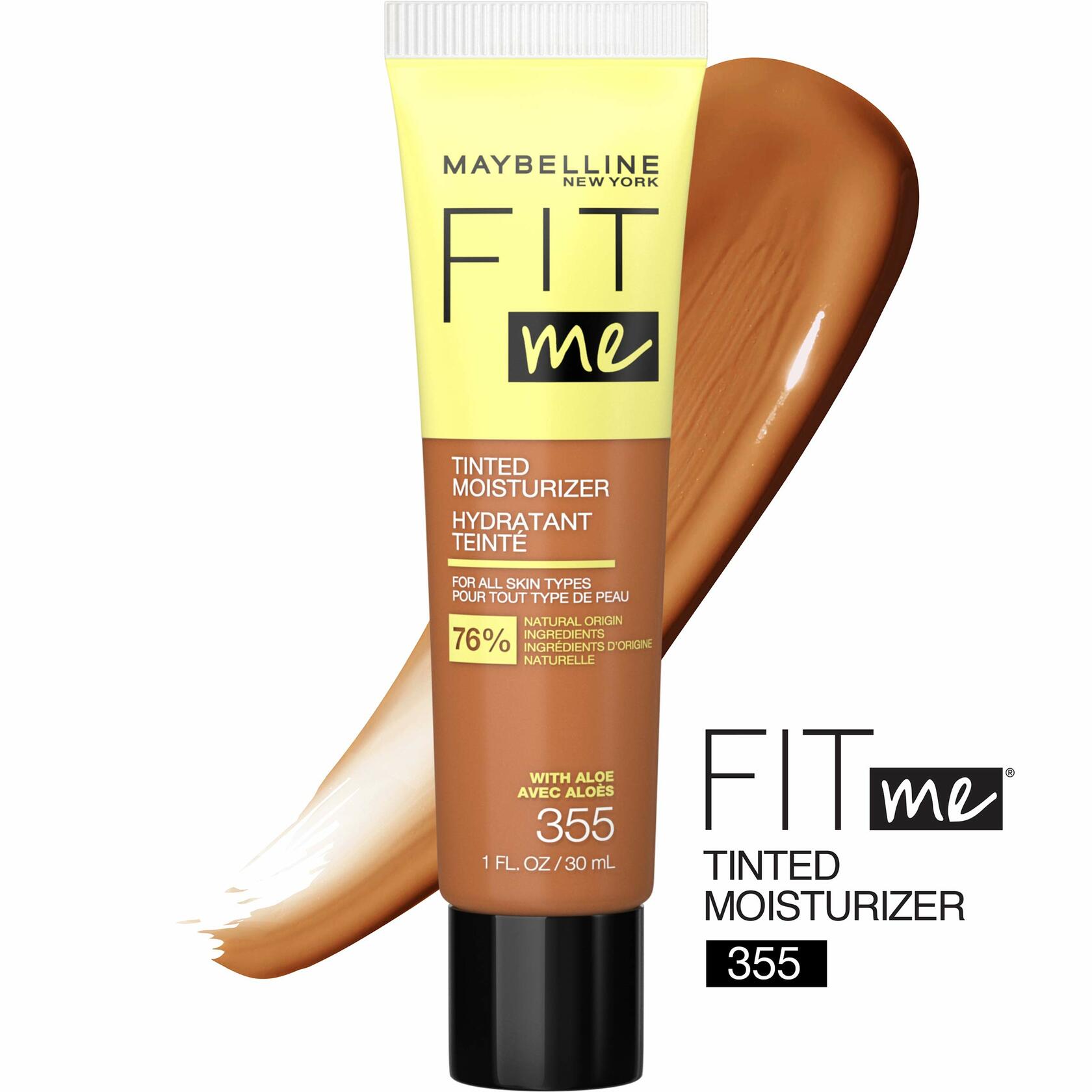 Maybelline Fit Me Tinted Moisturizer, Natural Coverage, Face Makeup, 355, 12 Count