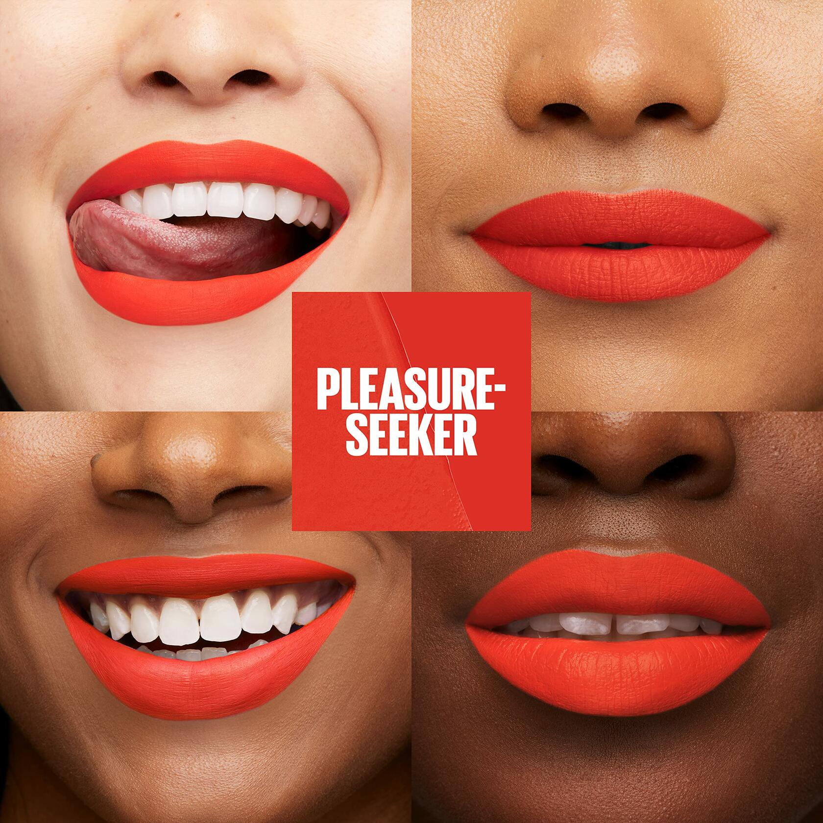 Maybelline Super Stay Matte Ink Liquid Lip Color, Moodmakers Lipstick Collection, Pleasure Seeker, Red, 12 Count