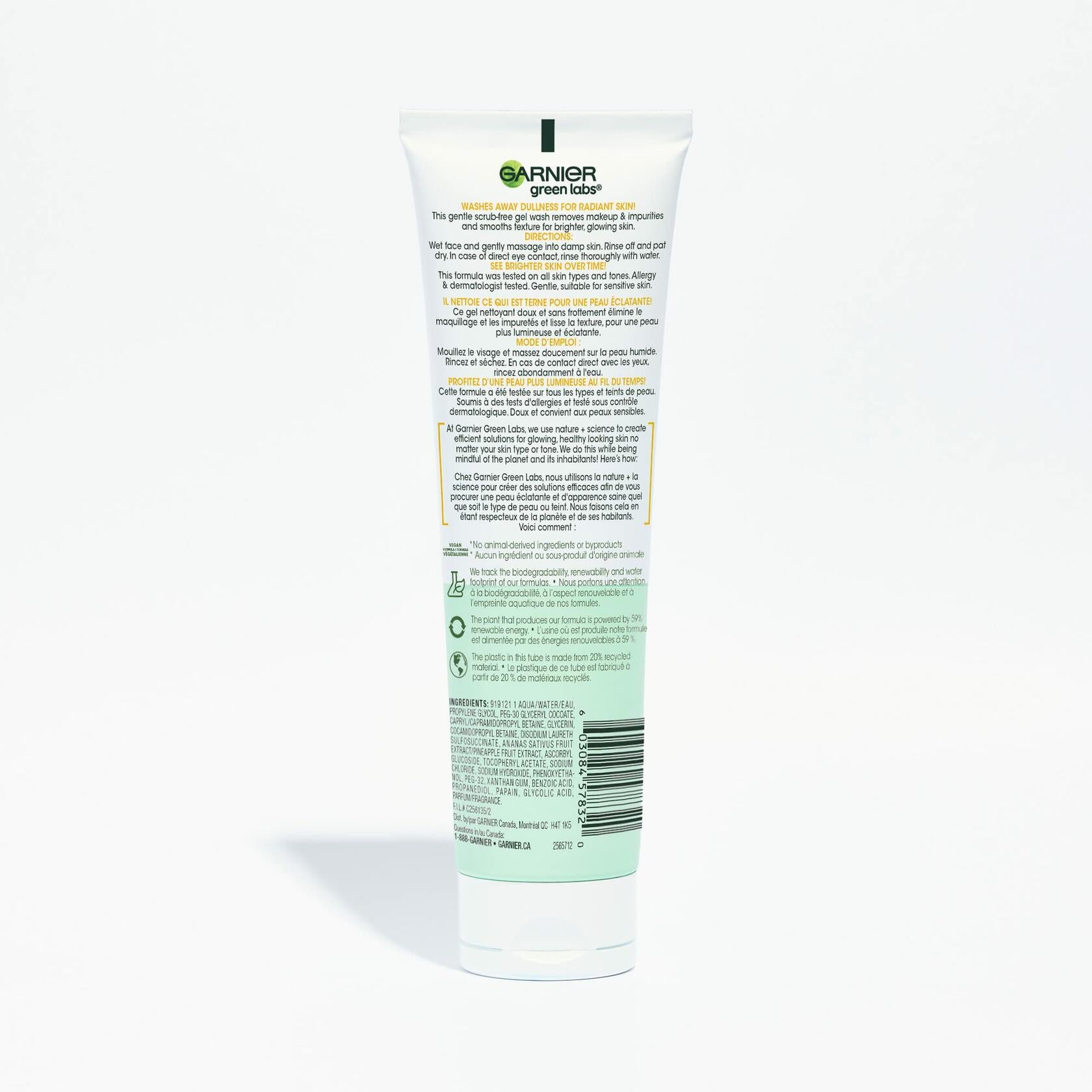 Garnier SkinActive Green Labs Brightening Gel Washable Cleanser with Vitamin C, Pinea-C, Pineapple, 13.2 Fl Oz, 12 count