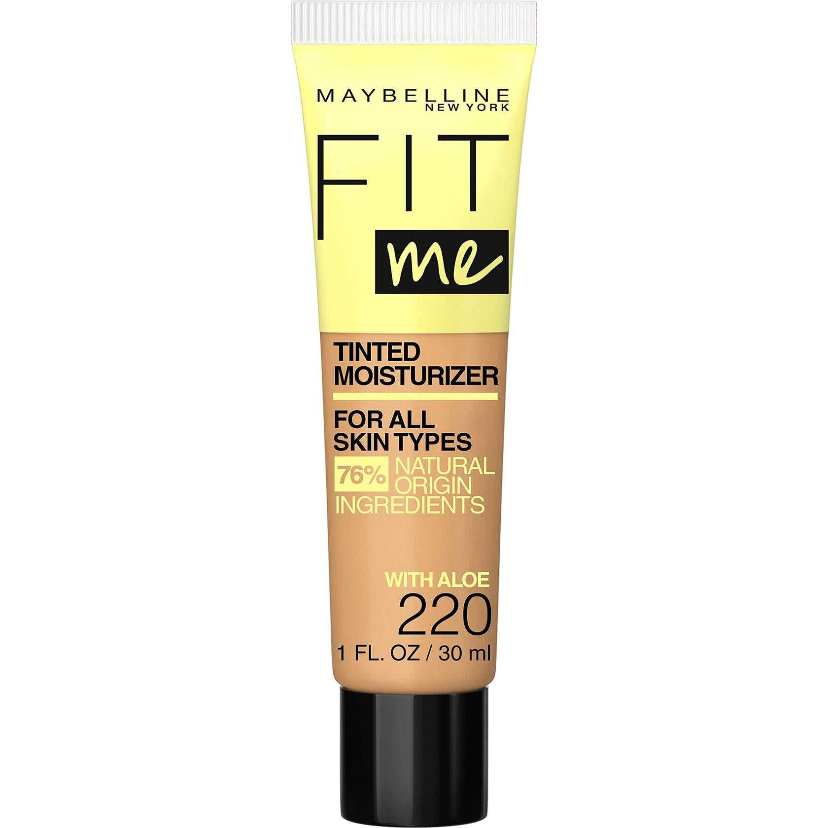 Maybelline Fit Me Tinted Moisturizer, Natural Coverage, Face Makeup, 220, 12 Count