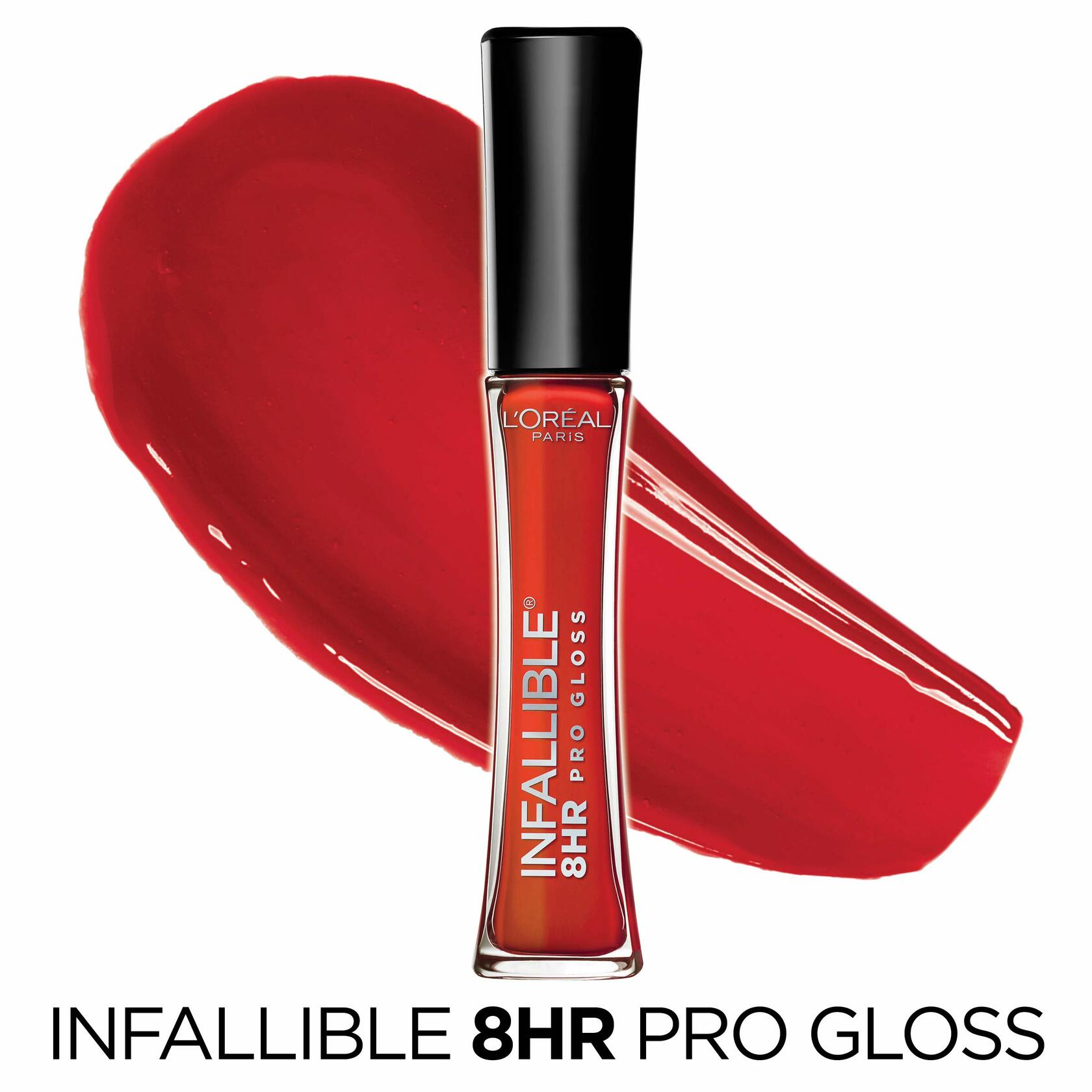 L’Oreal Paris Makeup Infallible 8 Hour Hydrating Lip Gloss, Fiery, 0.21 Fl Oz, 12 count