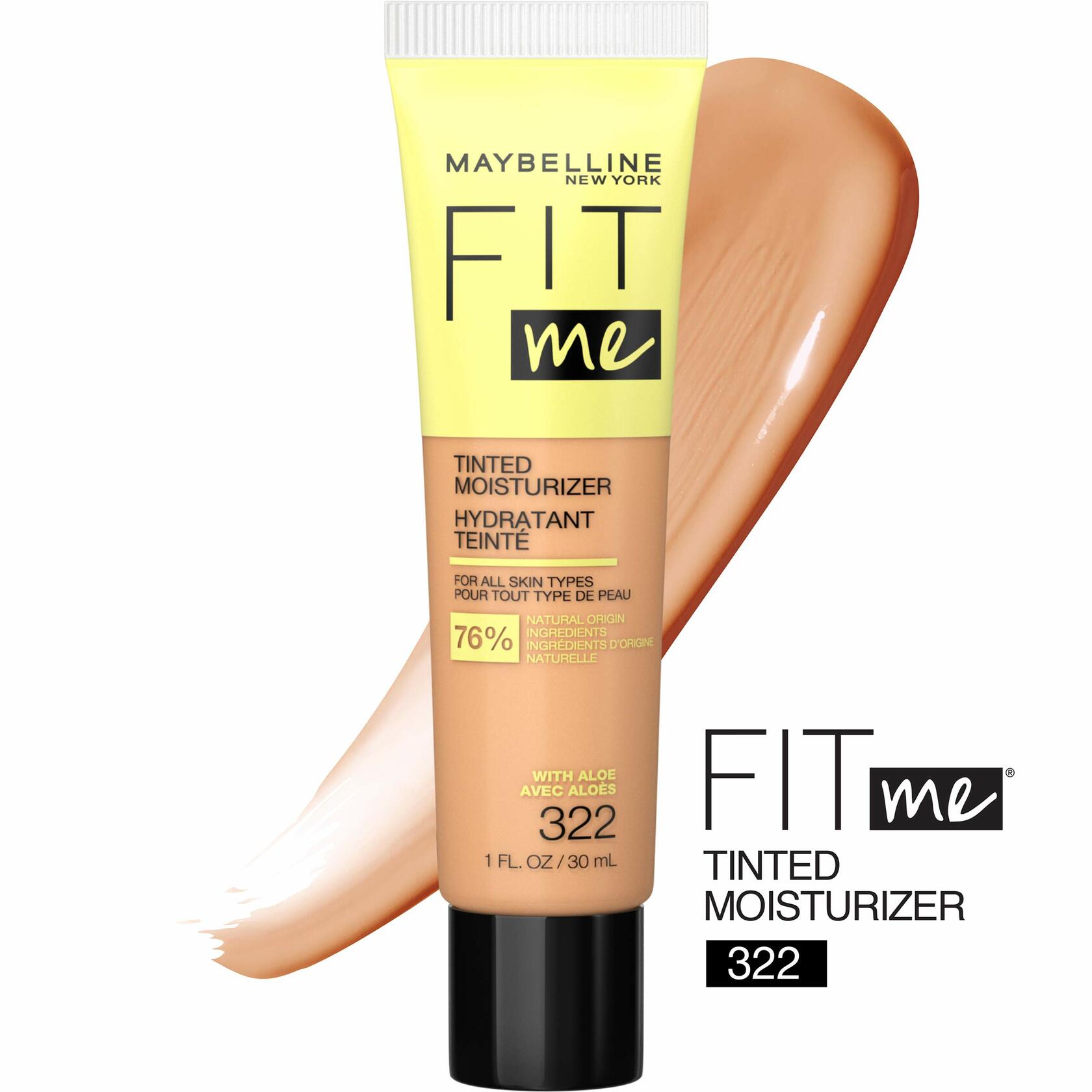 Maybelline Fit Me Tinted Moisturizer, Natural Coverage, Face Makeup, 322, 12 Count