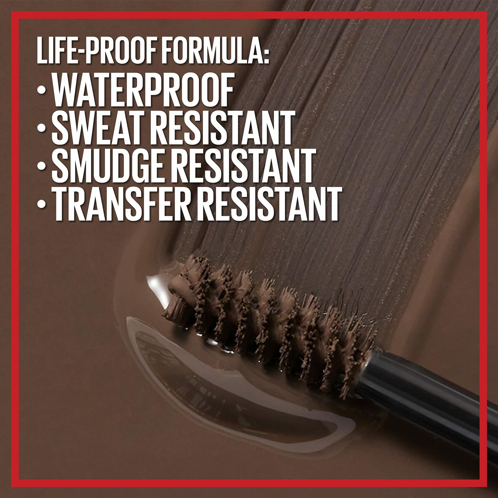 Maybelline Tattoo Studio Brow Styling Gel, Waterproof Eyebrow Make Up, Brow Tint for Up to 36HR Wear, Deep Brown, 12 Count