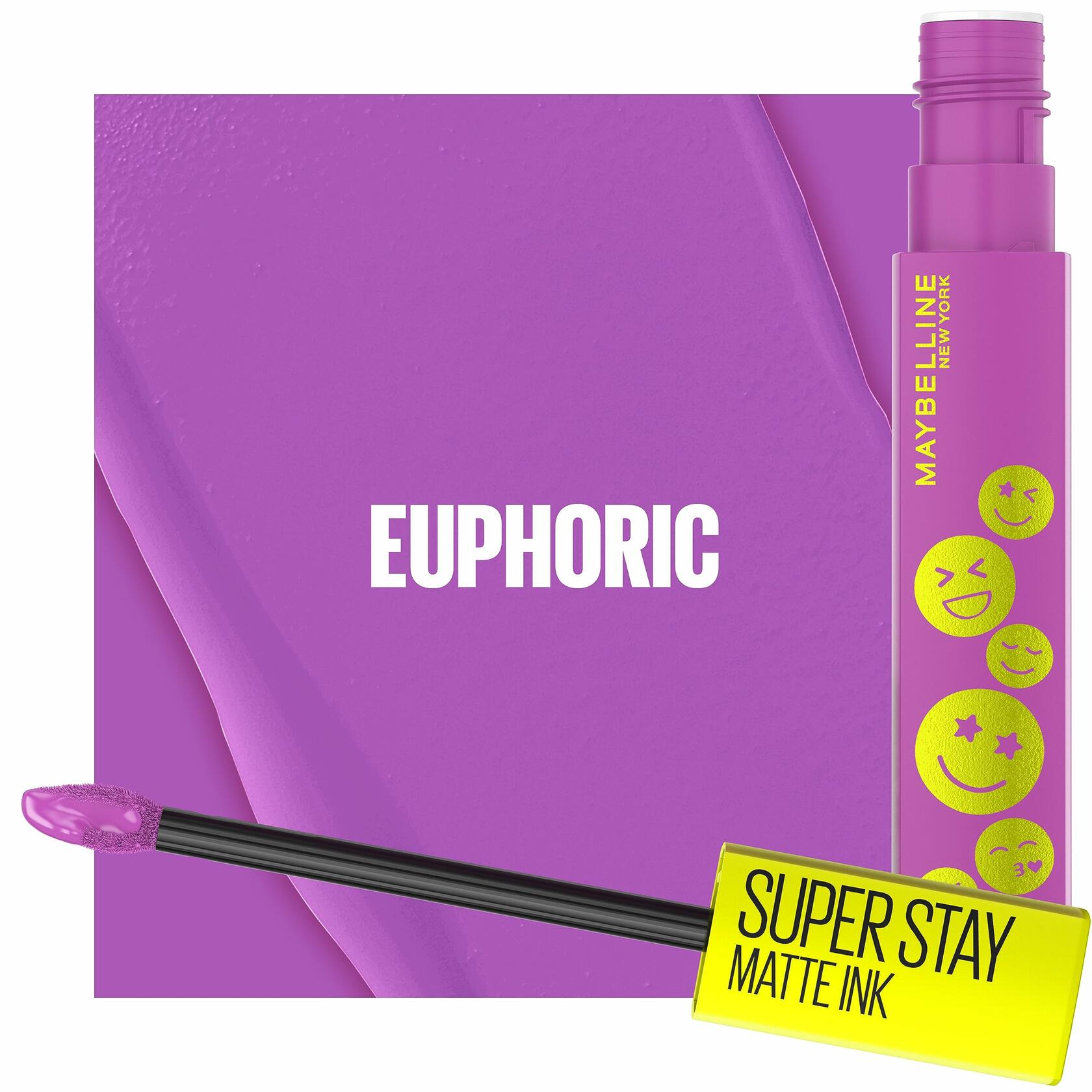 Maybelline Super Stay Matte Ink Liquid Lip Color, Moodmakers Lipstick Collection, Euphoric, 12 Count