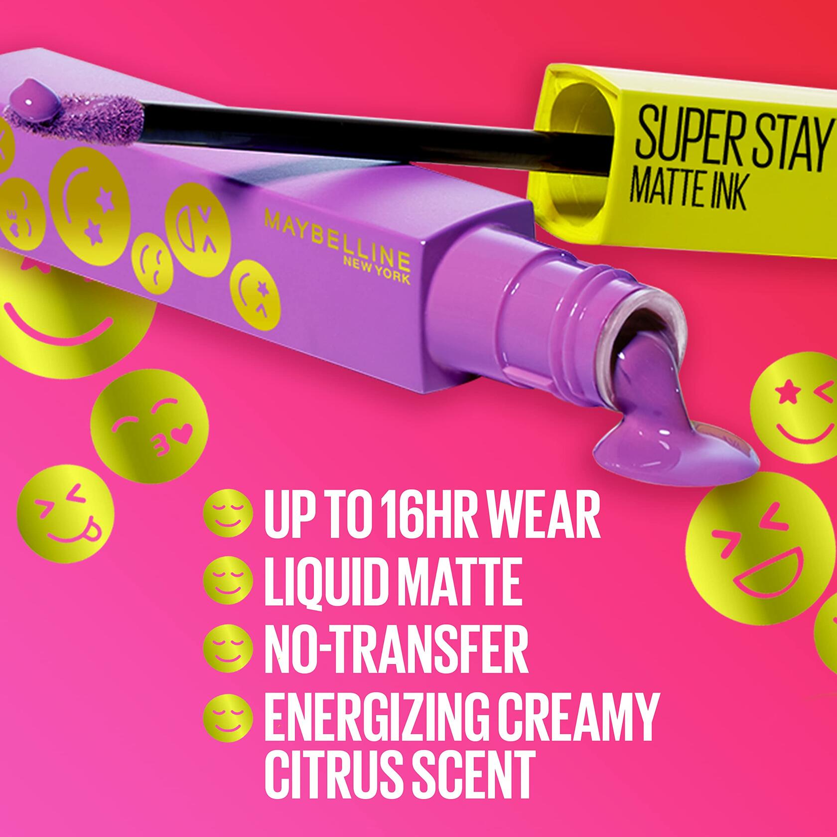 Maybelline Super Stay Matte Ink Liquid Lip Color, Moodmakers Lipstick Collection, Euphoric, 12 Count