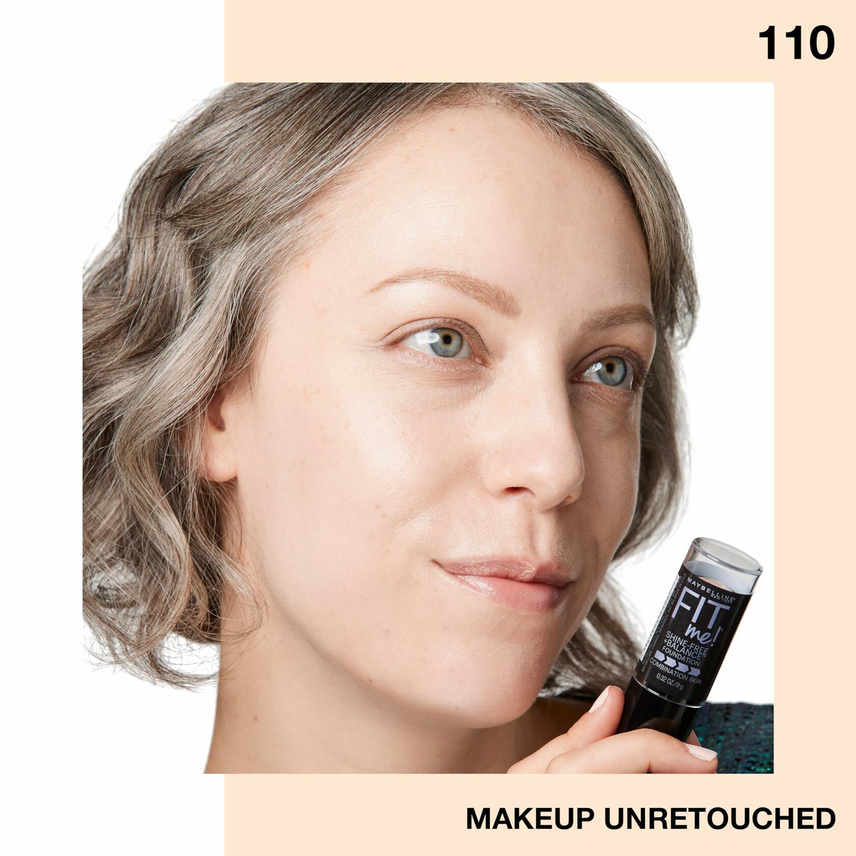 Maybelline Fit Me Shine-Free + Balance Foundation Stick, Multi-Use Face Makeup and Contour Stick For Natural, Matte Coverage, Porcelain, 12 Count