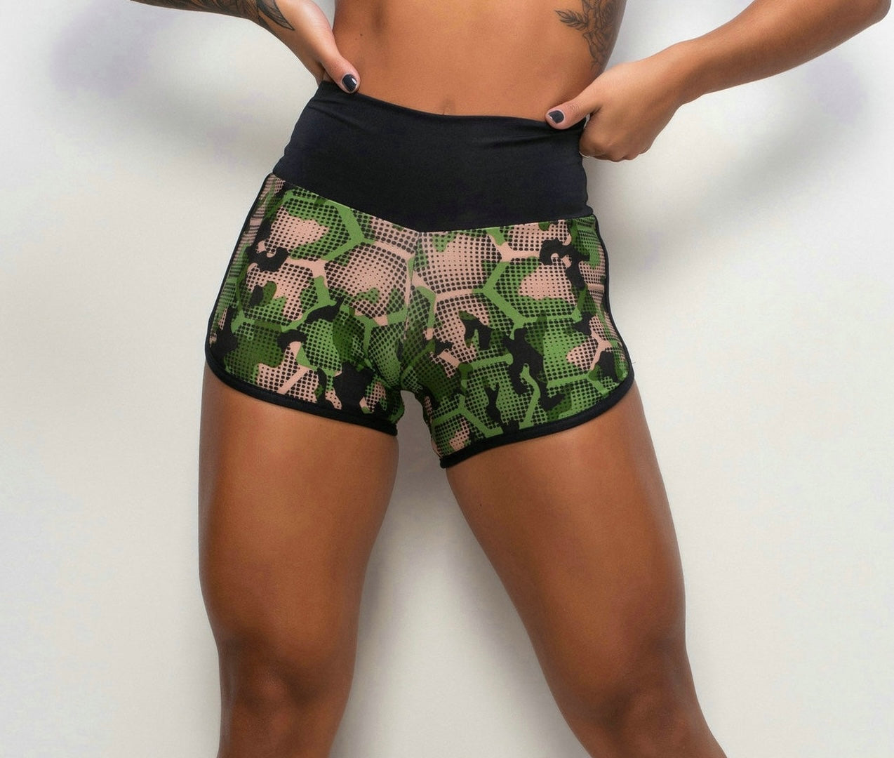 High Waist Polka Dot Camouflage Super Short Skinny Sports Shorts