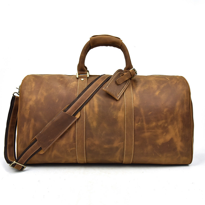 Top Layer Cowhide One-Shoulder Messenger Duffel Bag