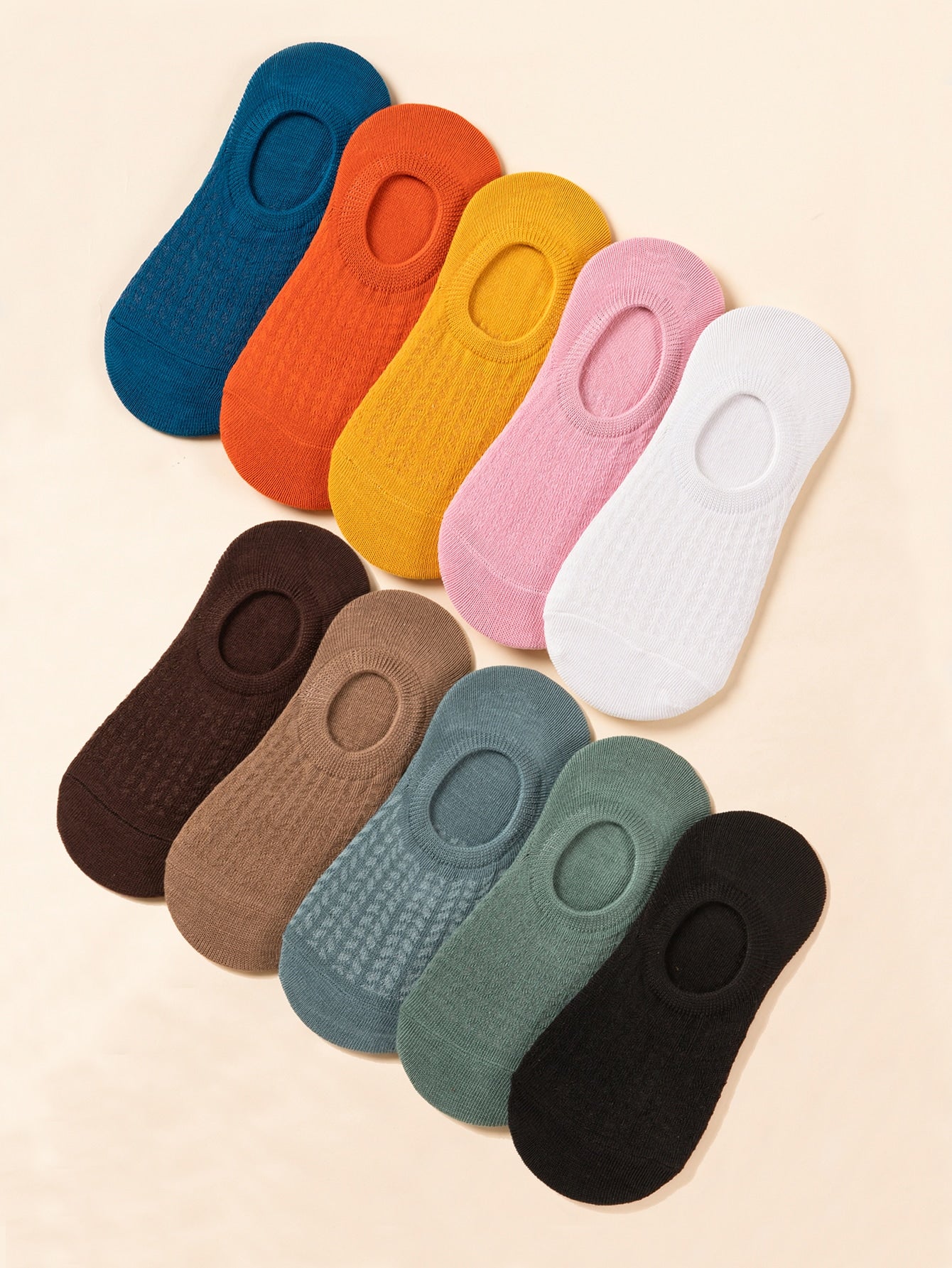 10pairs Solid Invisible Socks