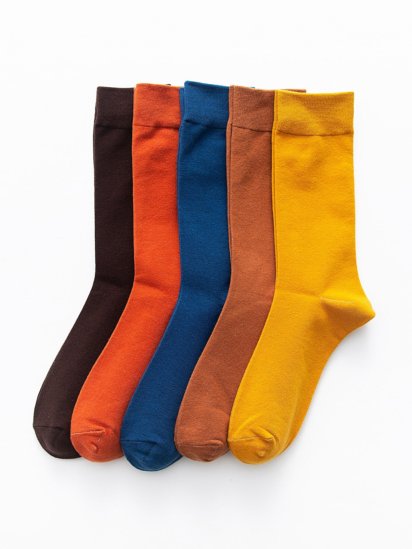 5pairs men solid crew socks