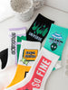 5pairs Alien & Letter Graphic Crew Socks