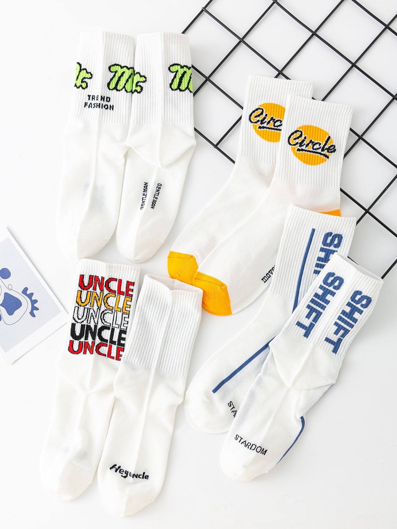 4pairs Men Letter Graphic Crew Socks