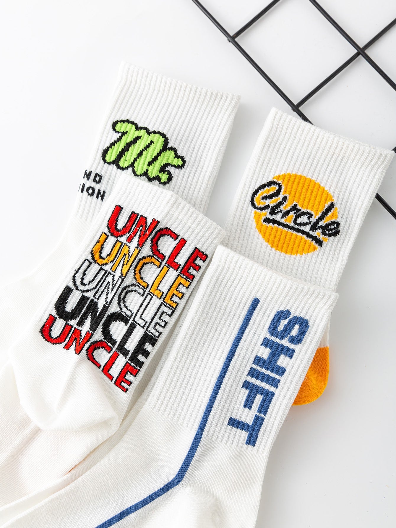 4pairs Men Letter Graphic Crew Socks