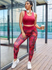 Plaid & Graphic Print Wide Waistband Sports Set