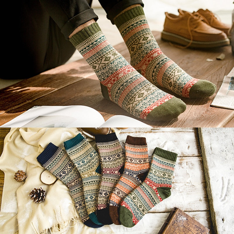 Winter Thick Warm Stripe Wool Socks Casual Calcetines Hombre Sock Business Male Socks